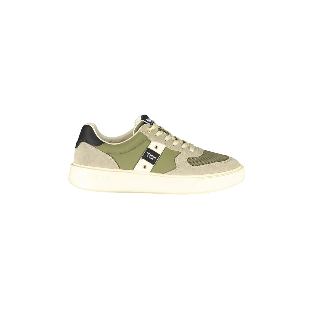 BLAUER Scarpe Sneakers Uomo Verdi con Dettagli a Contrasto e Logo