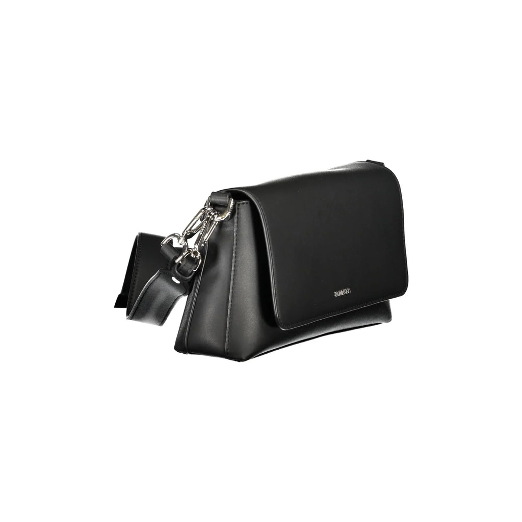 Calvin Klein Women's Black Handle Bag with Shoulder Strap, Internal Pockets, and Automatic Closure