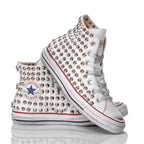White Studded Leather Converse
