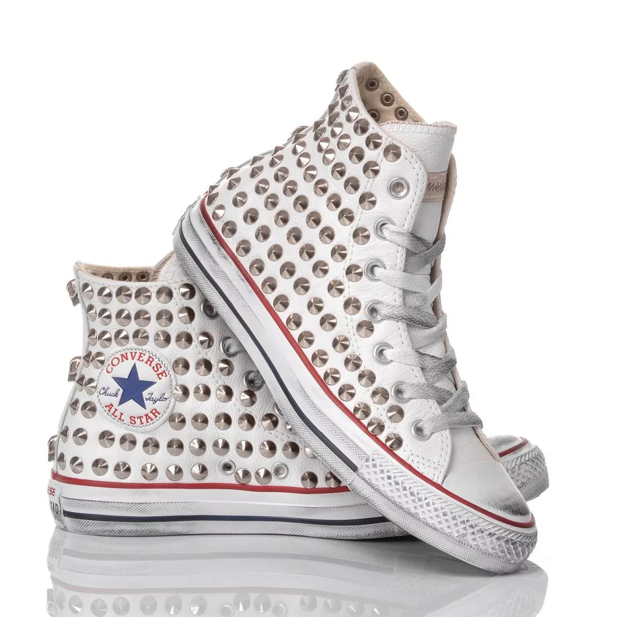 White Studded Leather Converse