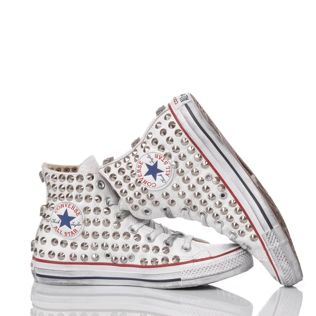 White Studded Leather Converse