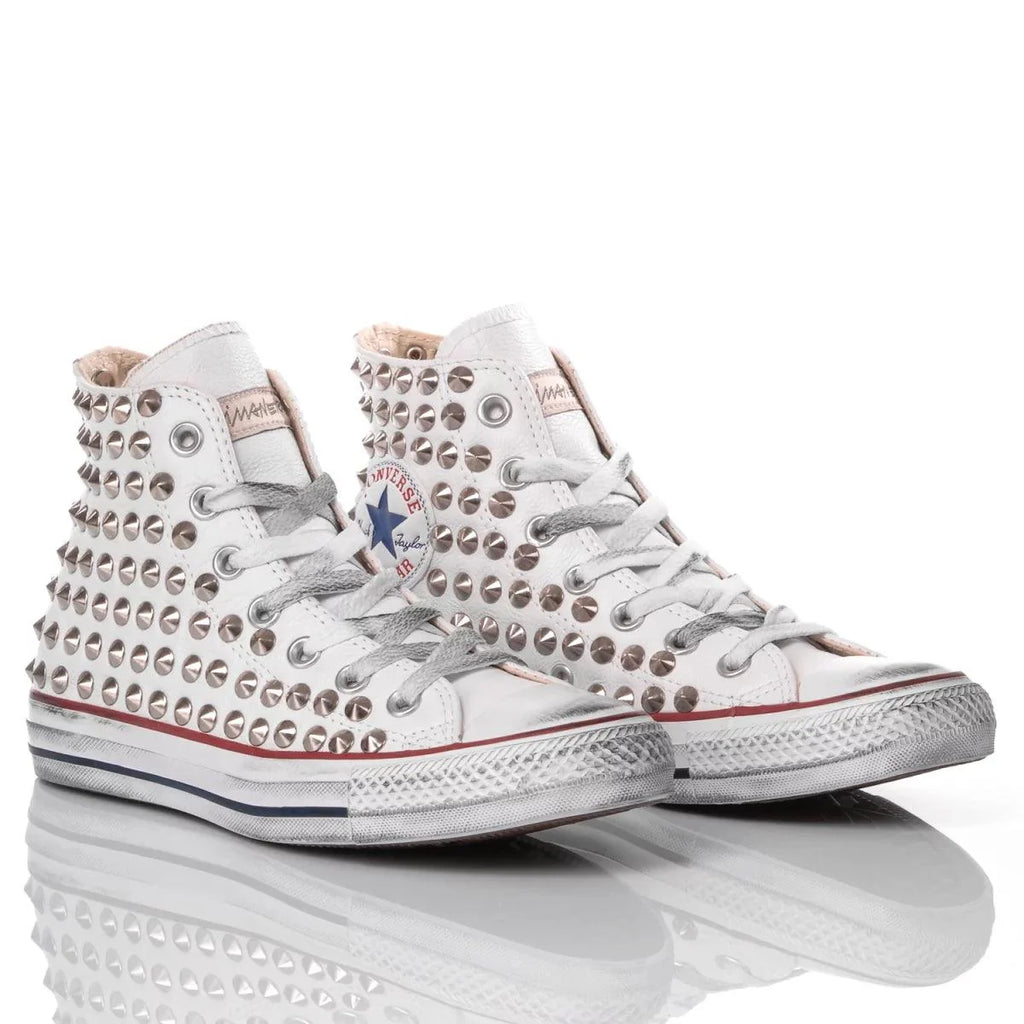 White Studded Leather Converse