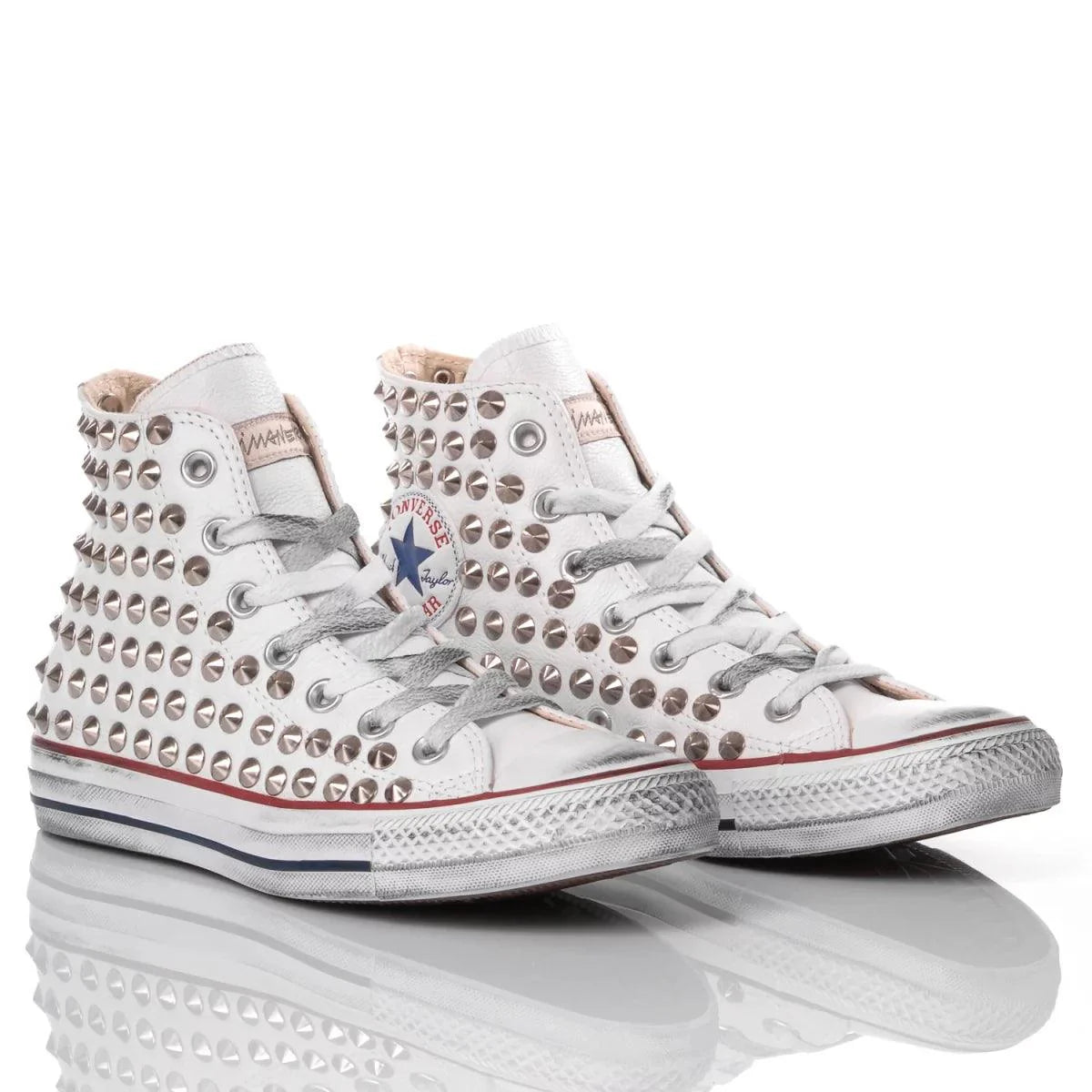 White Studded Leather Converse