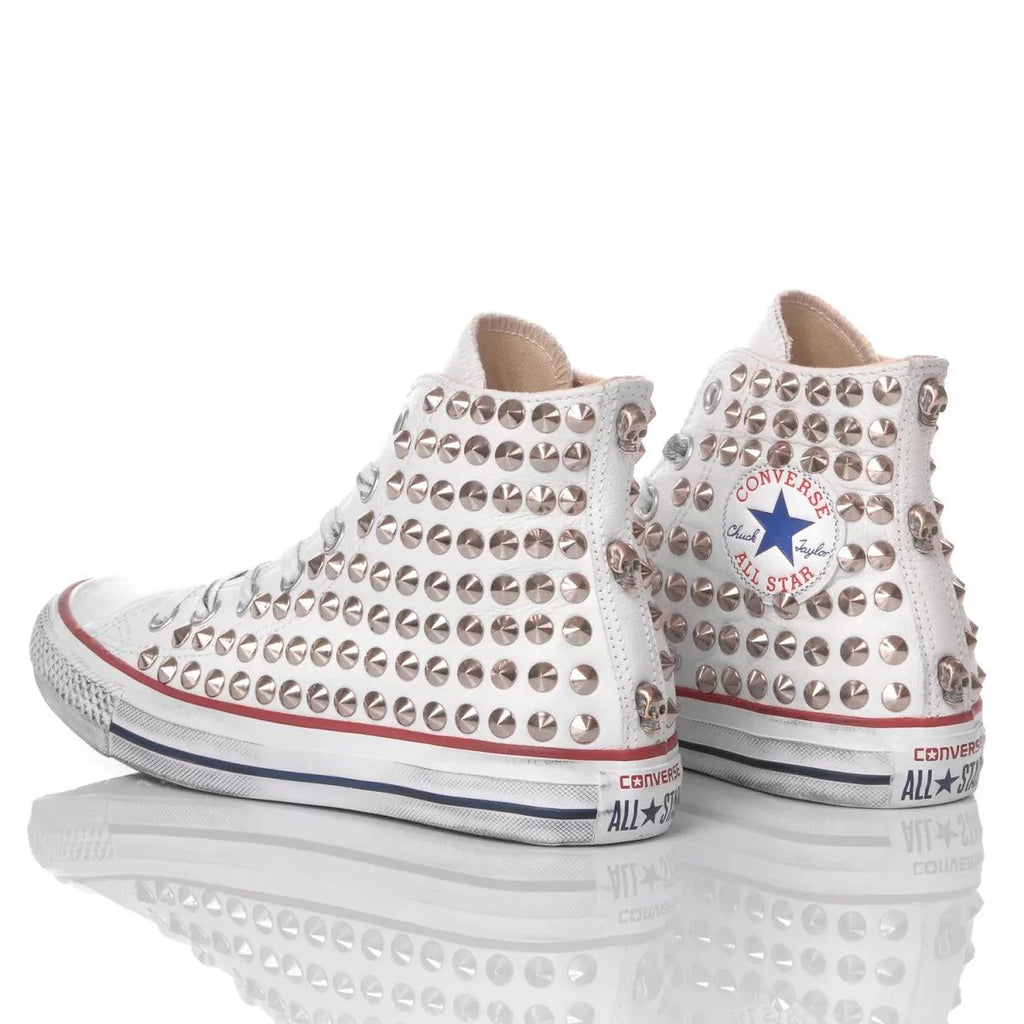 White Studded Leather Converse