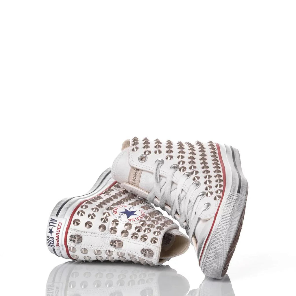 White Studded Leather Converse