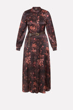 Elegant faded print shirt dress with belt by No-nà for a unique look