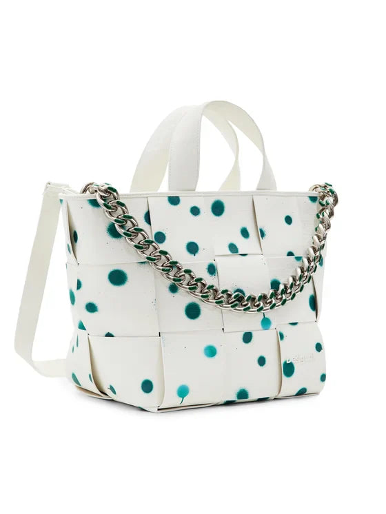 DESIGUAL Women's White Hand and Shoulder Bag with Chain Strap