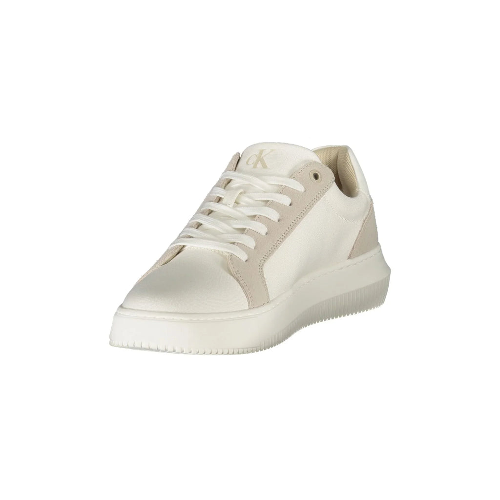 CALVIN KLEIN Scarpe Sneakers Uomo Bianche con Dettagli Grigi e Plantare Removibile
