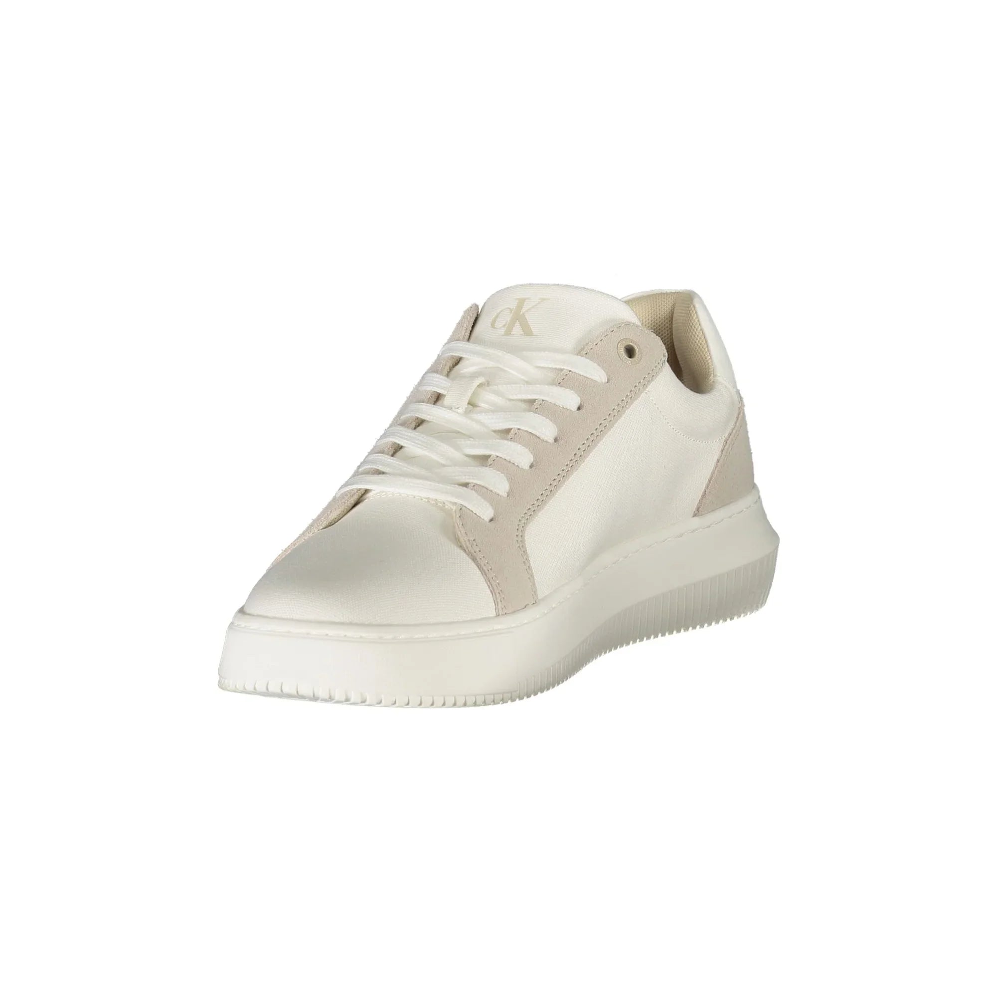 CALVIN KLEIN Men's White Sneakers with Grey Details and Removable Footbed