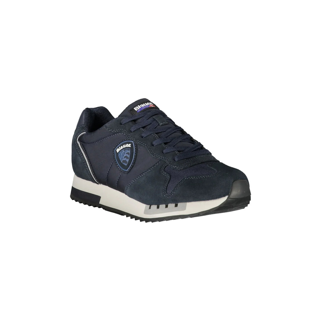 BLAUER Sneakers Uomo Blu con Lacci e Dettagli a Contrasto