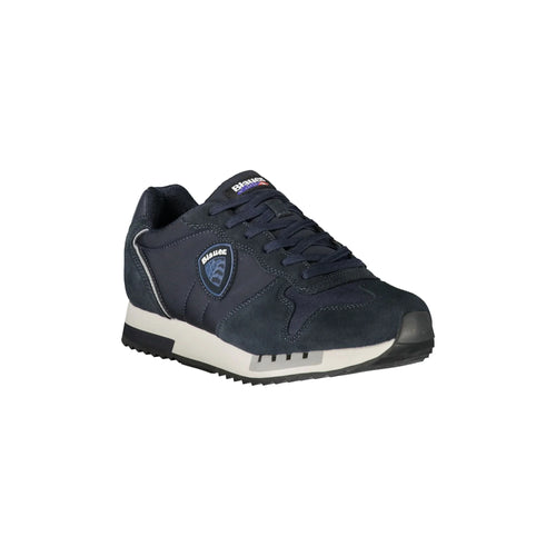 BLAUER Men's Blue Sneakers with Laces and Contrast Details