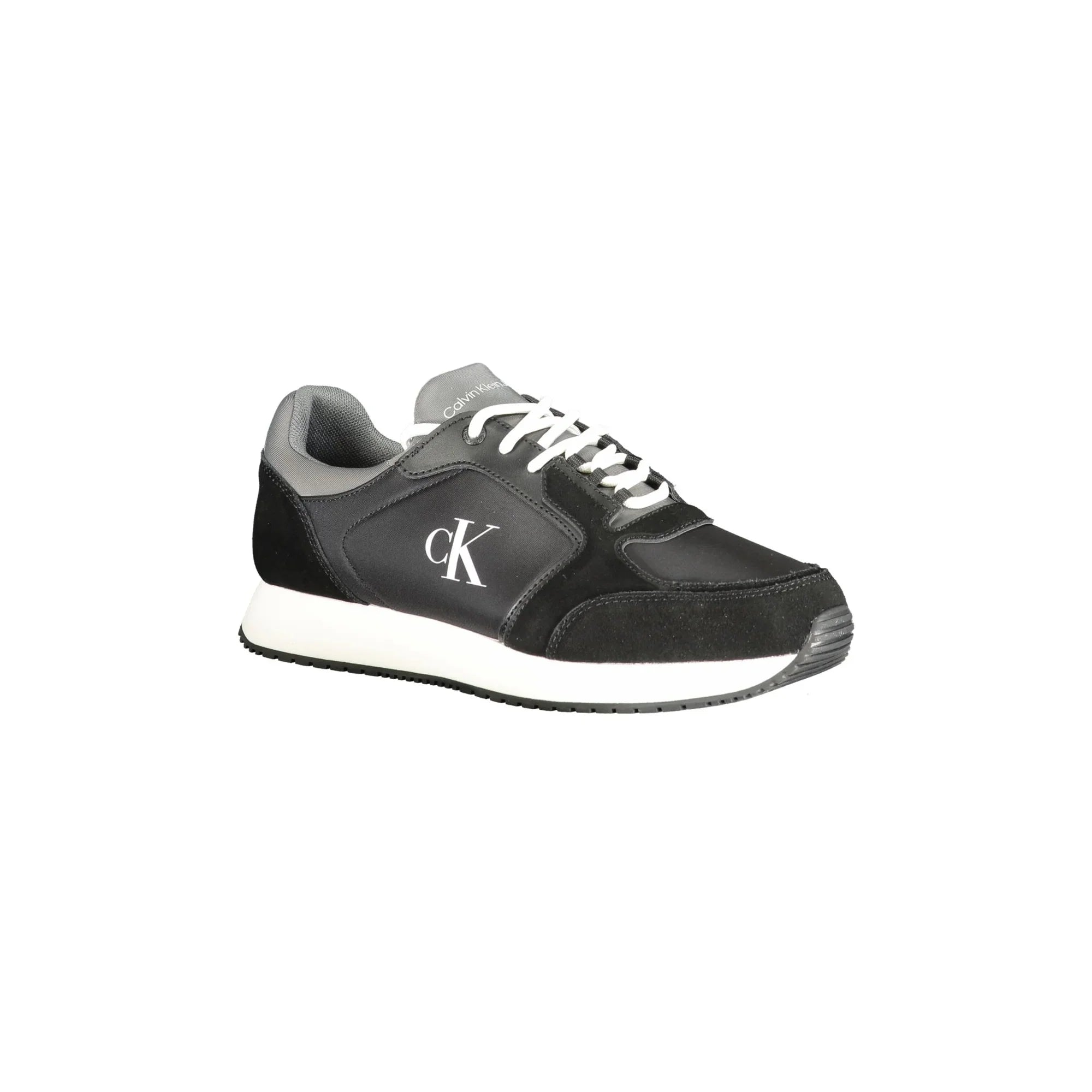 CALVIN KLEIN Men's Black Sneakers with Grey and White Details
