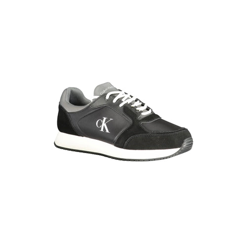 CALVIN KLEIN Men's Black Sneakers with Grey and White Details