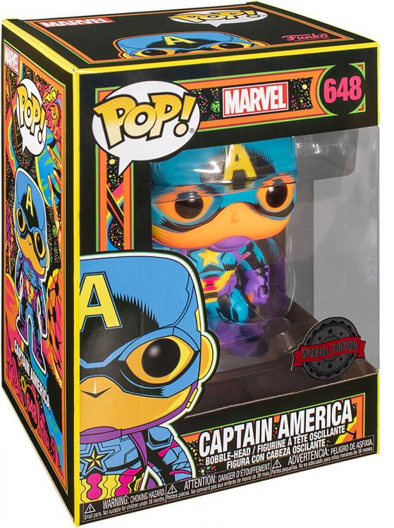 Funko Pop! Marvel - (648) Captain America Black Light Special Edition 9cm Vinyl Figure