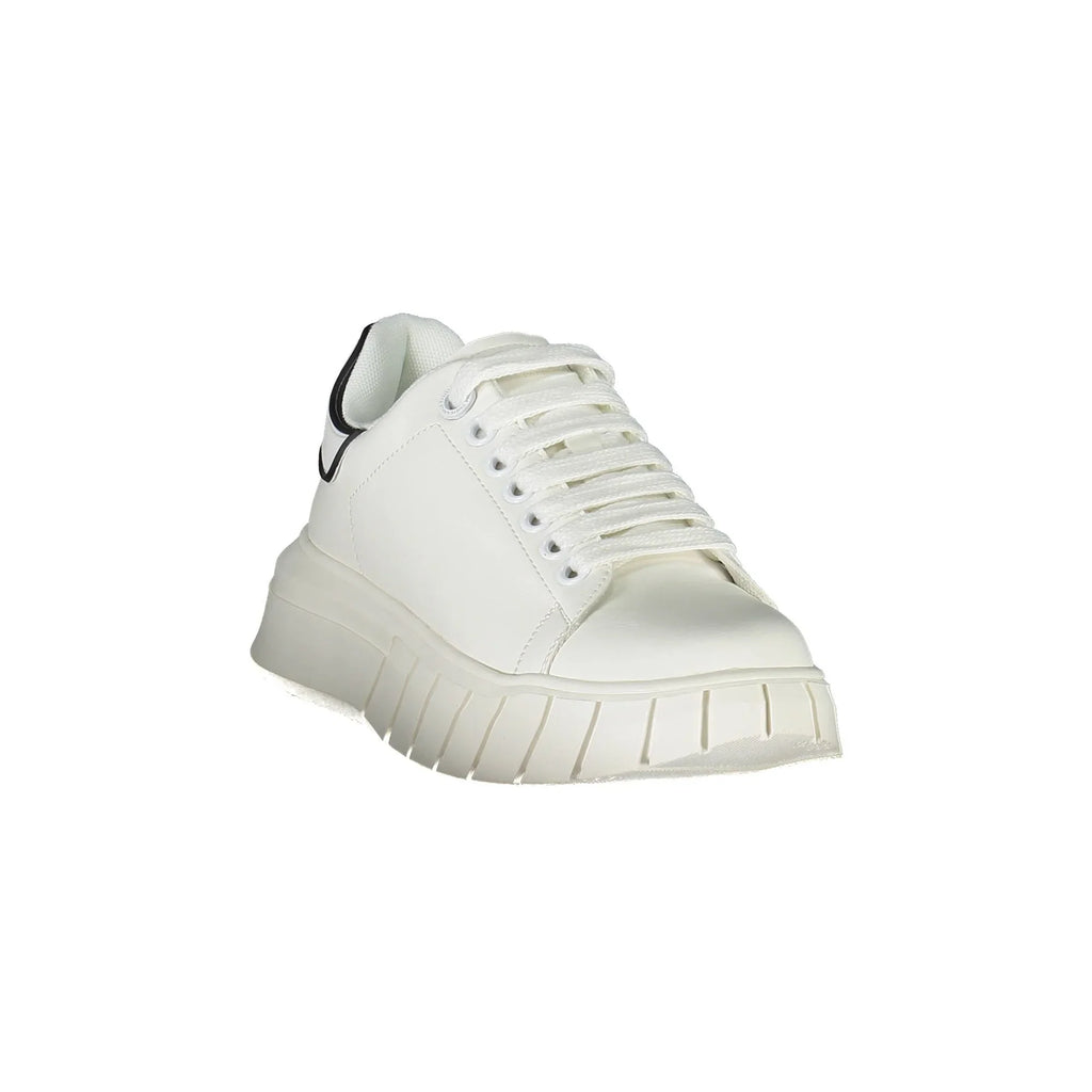 GAELLE PARIS Women's White Lace-Up Sneakers with Logo