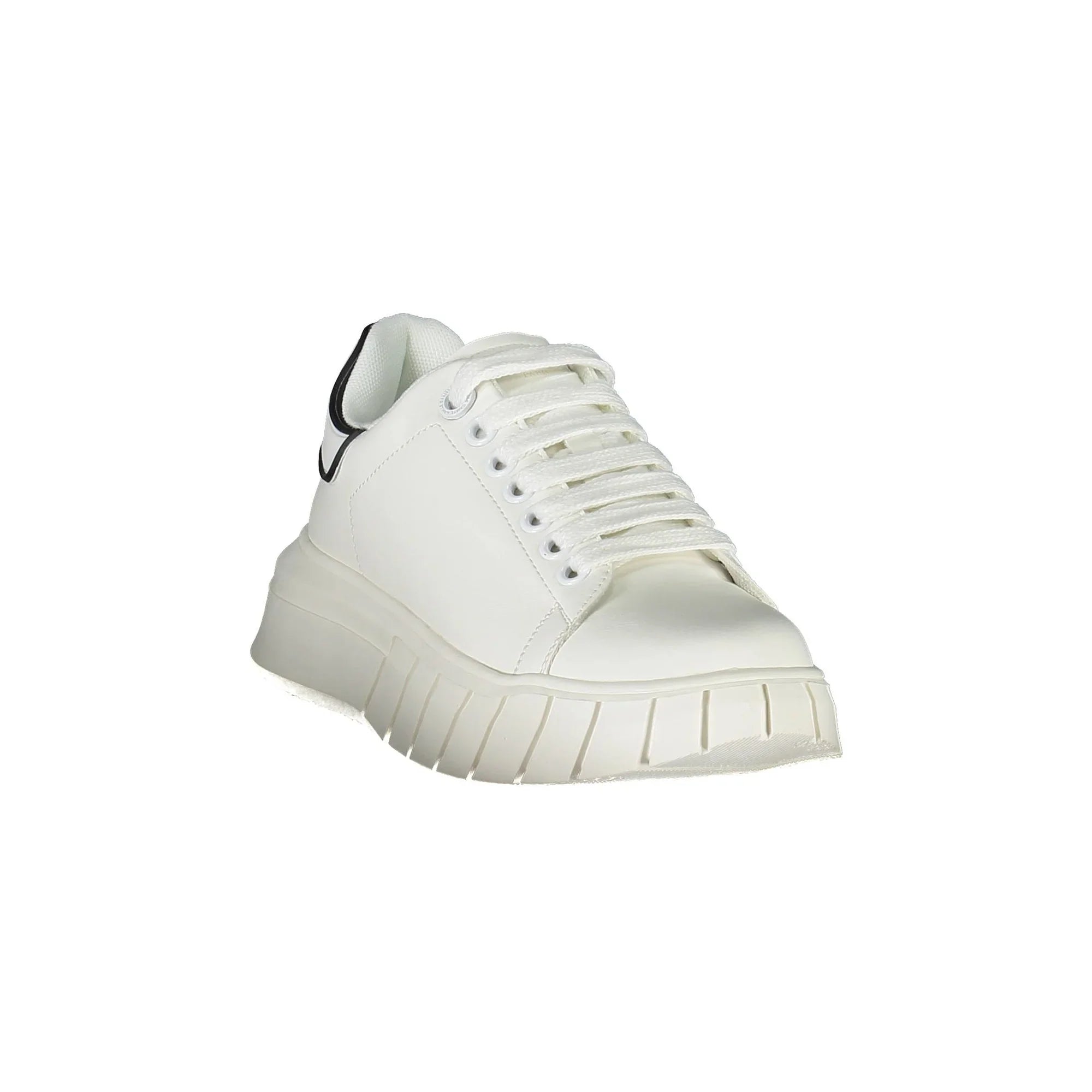 GAELLE PARIS Women's White Lace-Up Sneakers with Logo