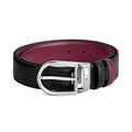 Montblanc reversible belt 35 mm black/cassis leather with horseshoe buckle 199640