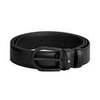 Montblanc 35mm black leather belt with horseshoe buckle 199650