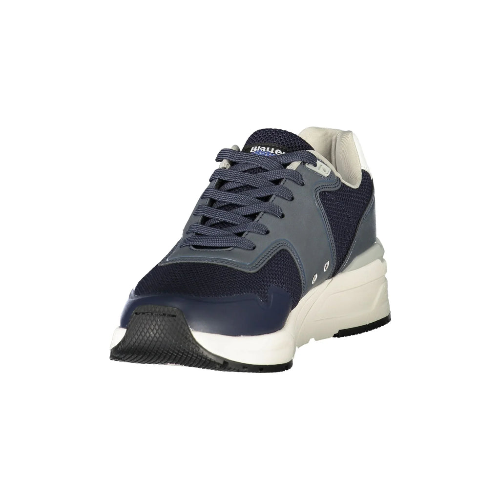 BLAUER Sneakers Uomo Blu con Lacci e Dettagli a Contrasto
