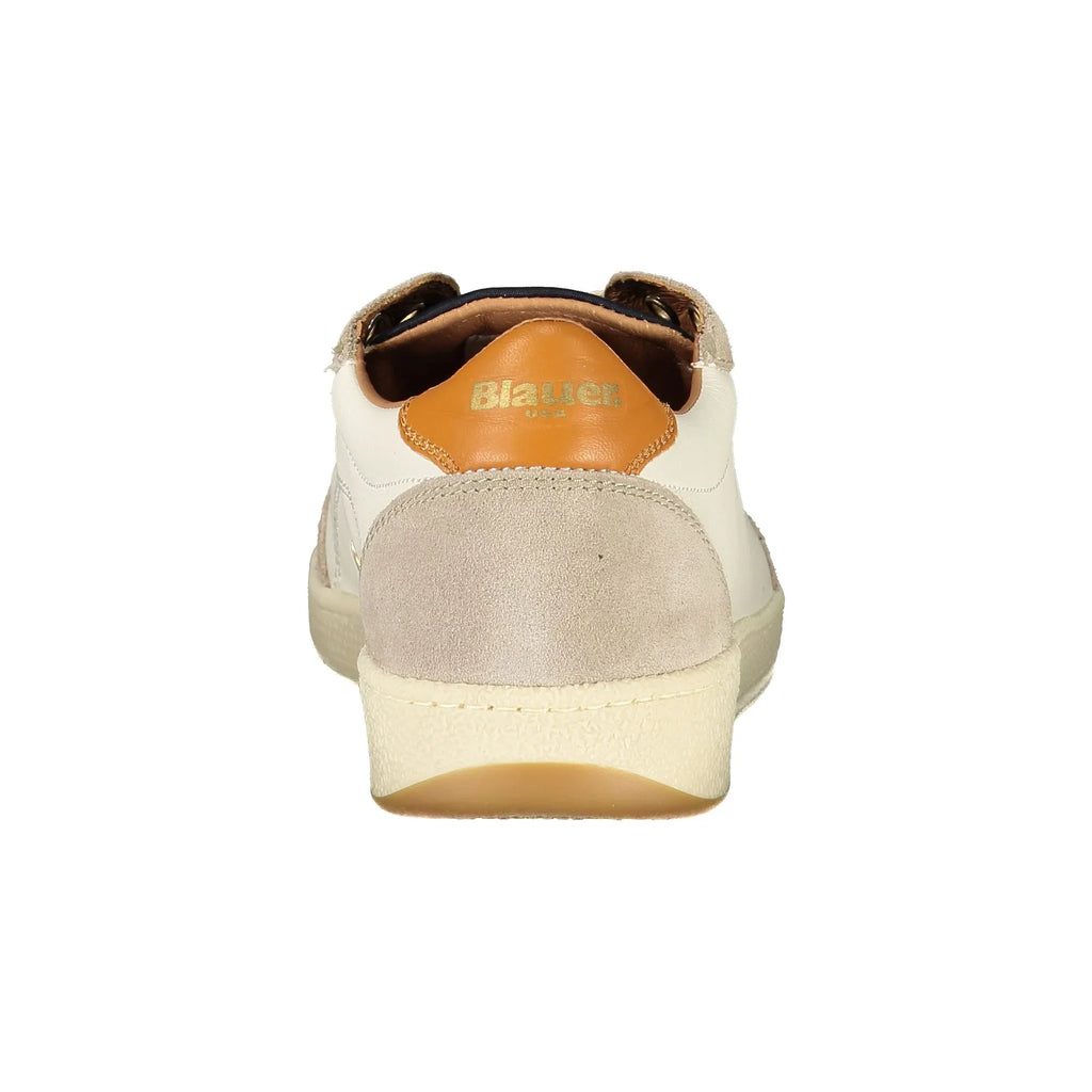BLAUER Sneakers Uomo Bianche con Lacci e Dettagli a Contrasto