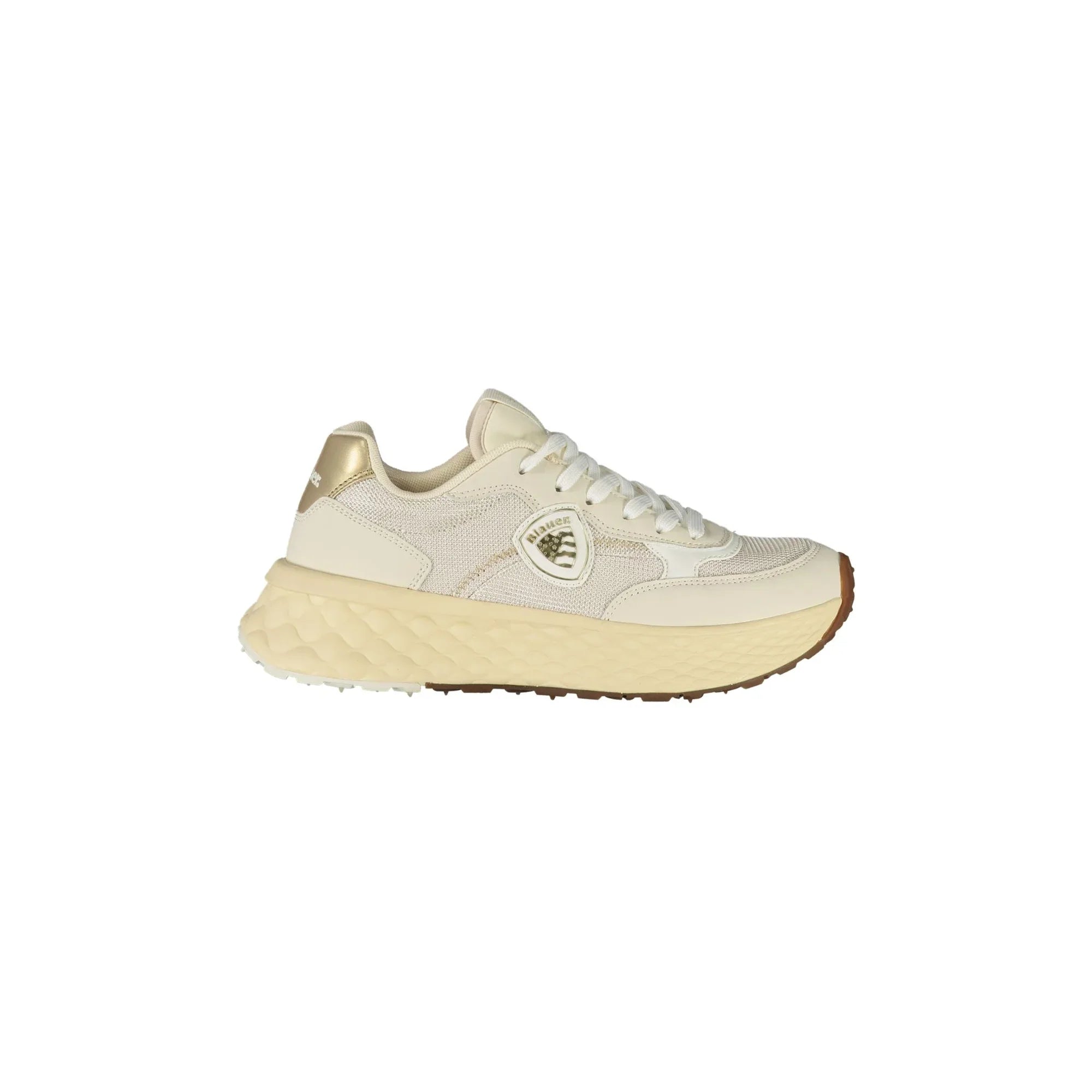 BLAUER Women's Beige Sneakers with Laces and Gold Details