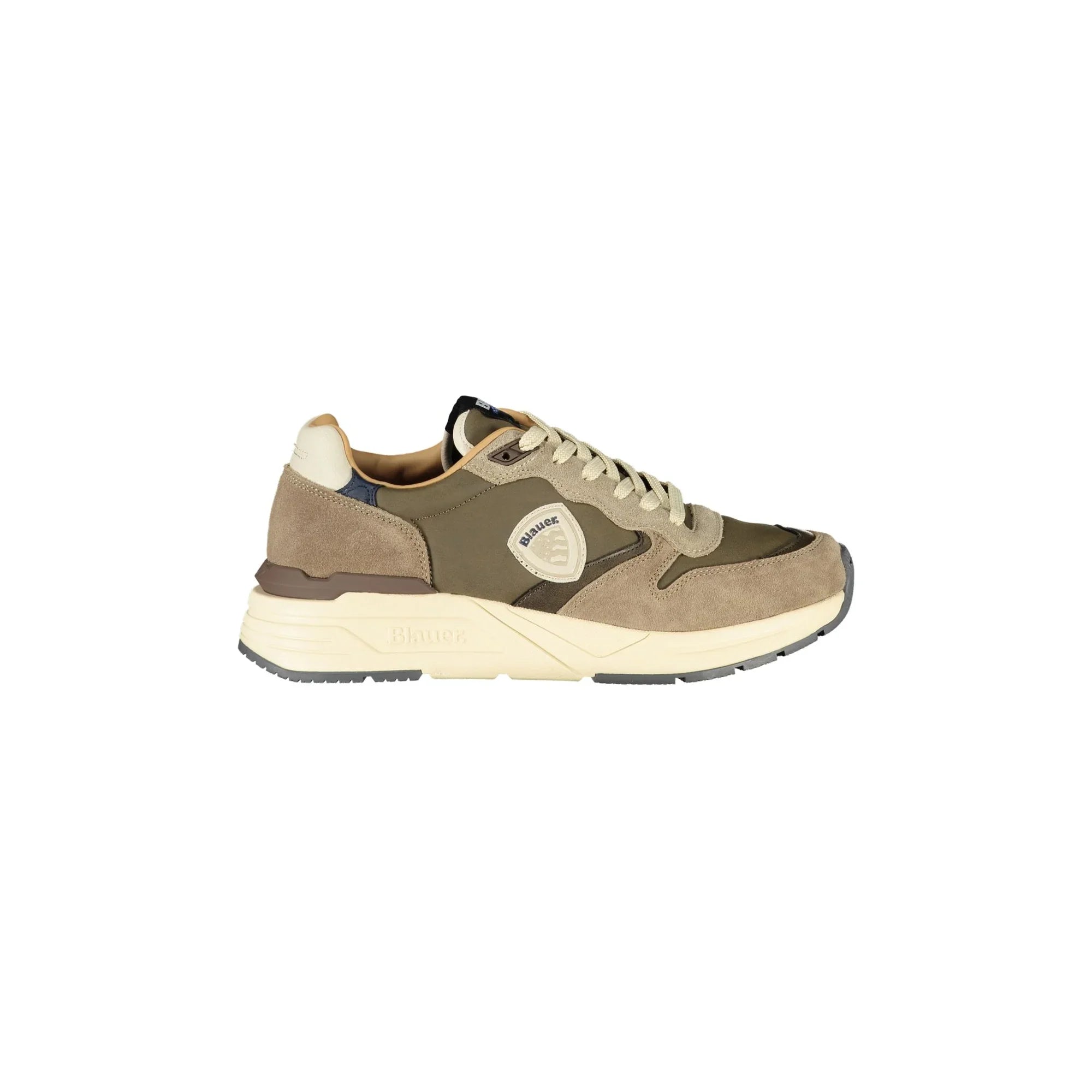 BLAUER Men's Green Lace-Up Sneakers with Contrast Details