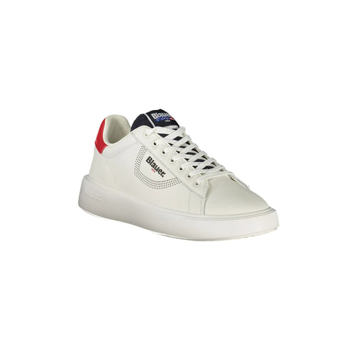BLAUER Men's White Sneakers with Contrast Details