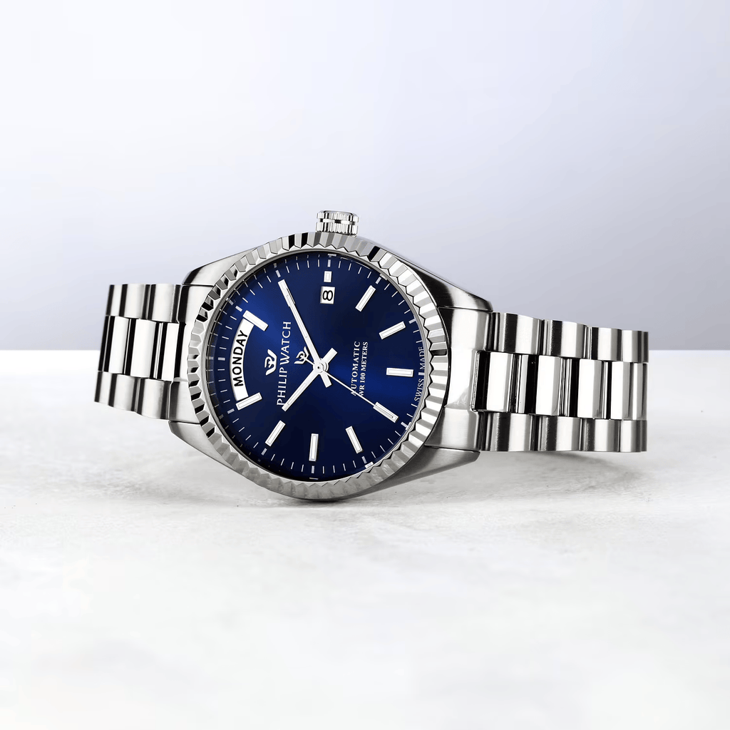 Philip Watch Caribe R8223597109 – Automatic Swiss Made Day-Date Blue 39mm Men's