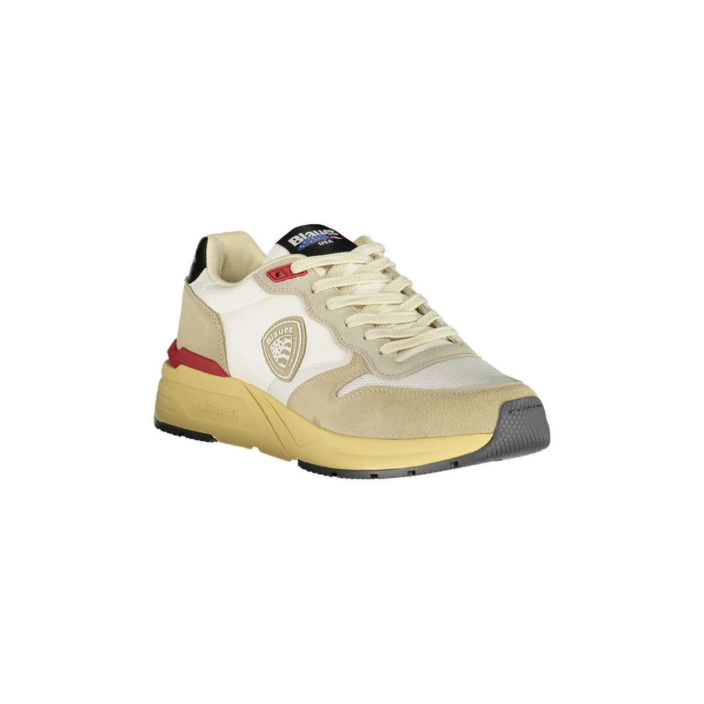 BLAUER Scarpe Sneakers Uomo Beige con Dettagli e Logo