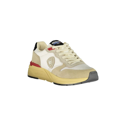 BLAUER Men's Beige Sneakers with Details and Logo