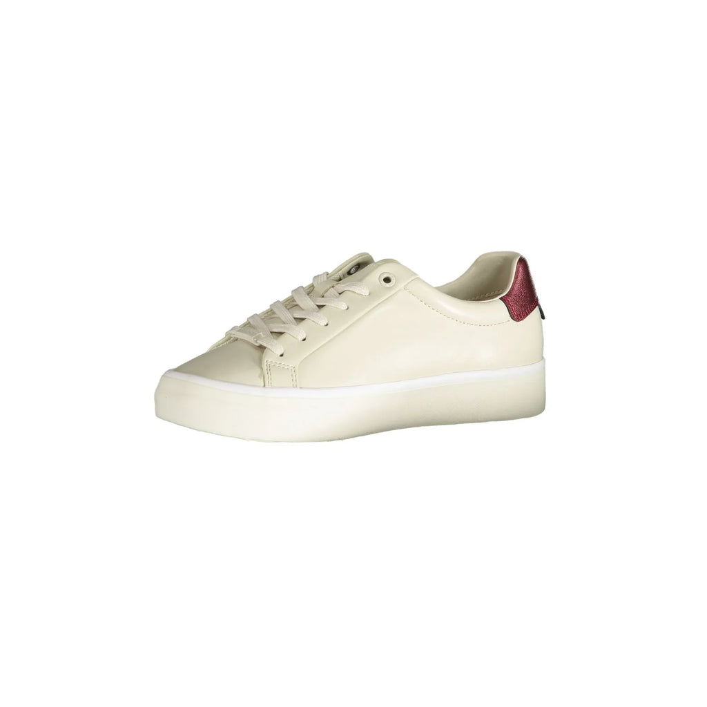 CALVIN KLEIN Scarpe Sneakers Donna Beige con Stampa e Dettagli a Contrasto