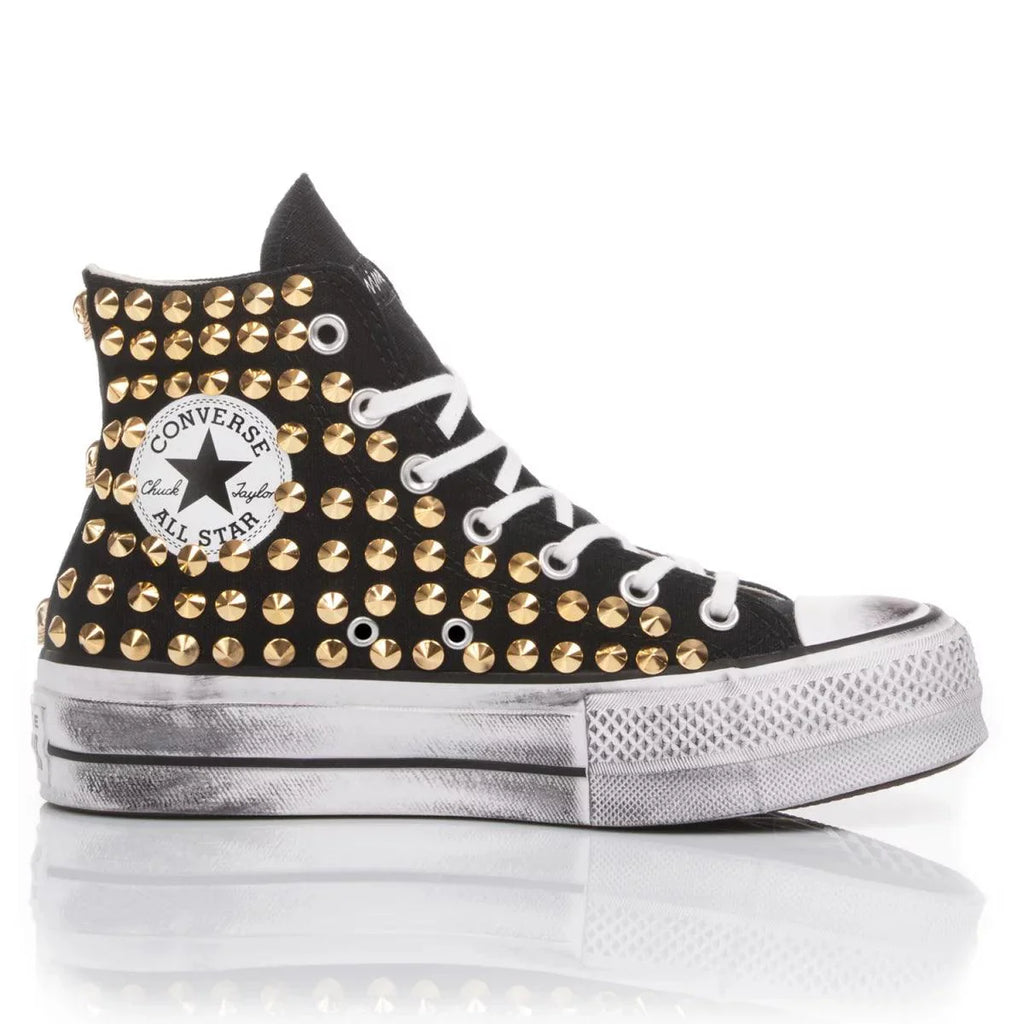 Black Gold Studded Platform Converse