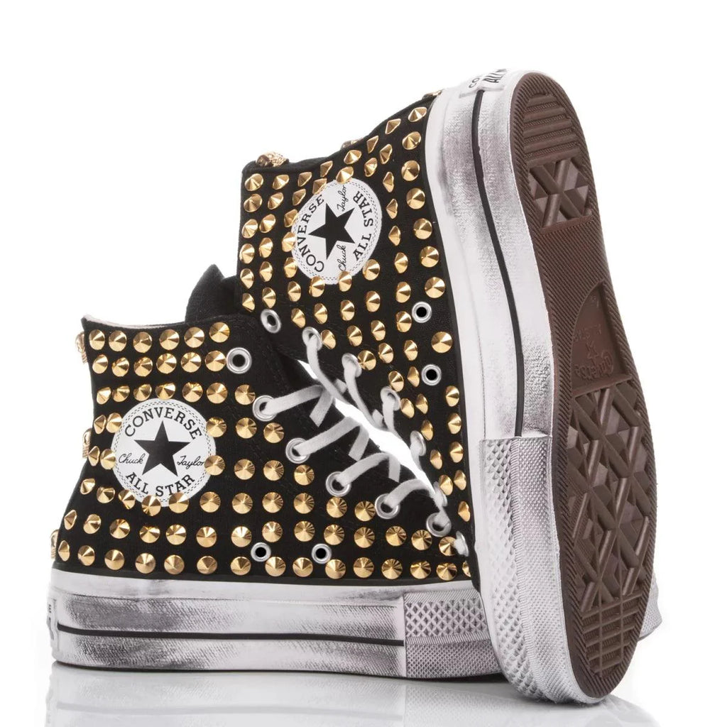 Black Gold Studded Platform Converse