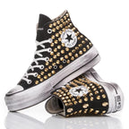 Black Gold Studded Platform Converse