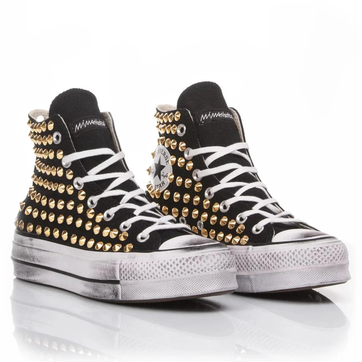 Black Gold Studded Platform Converse