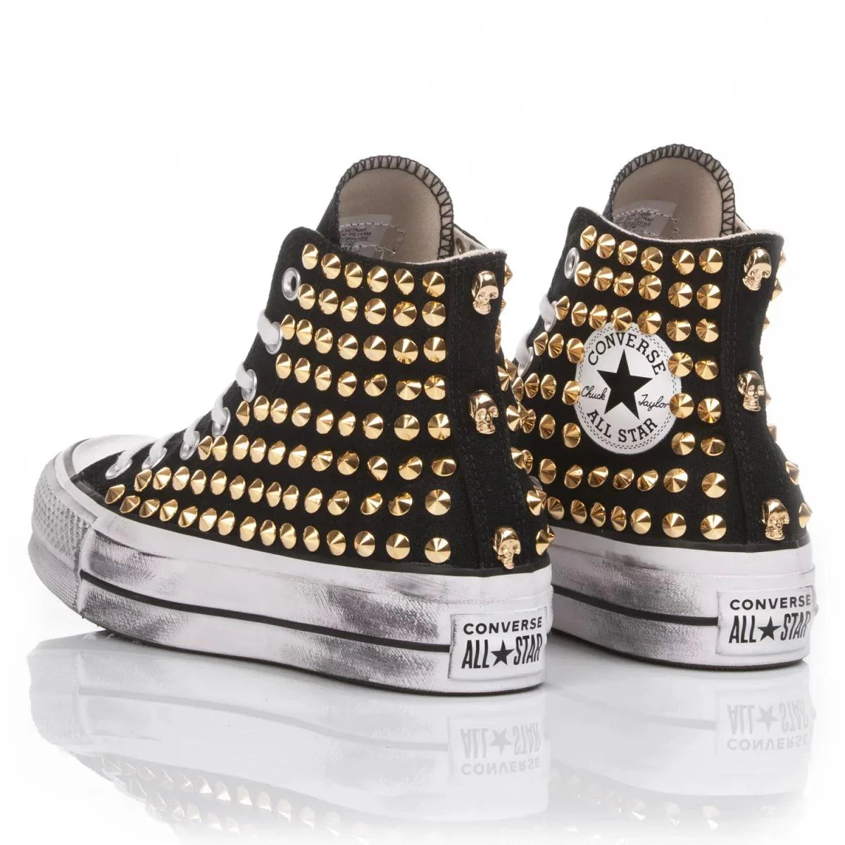 Black Gold Studded Platform Converse