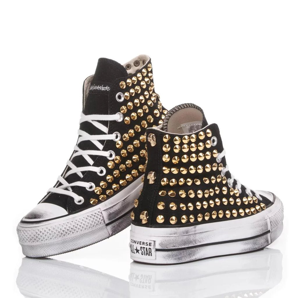 Black Gold Studded Platform Converse