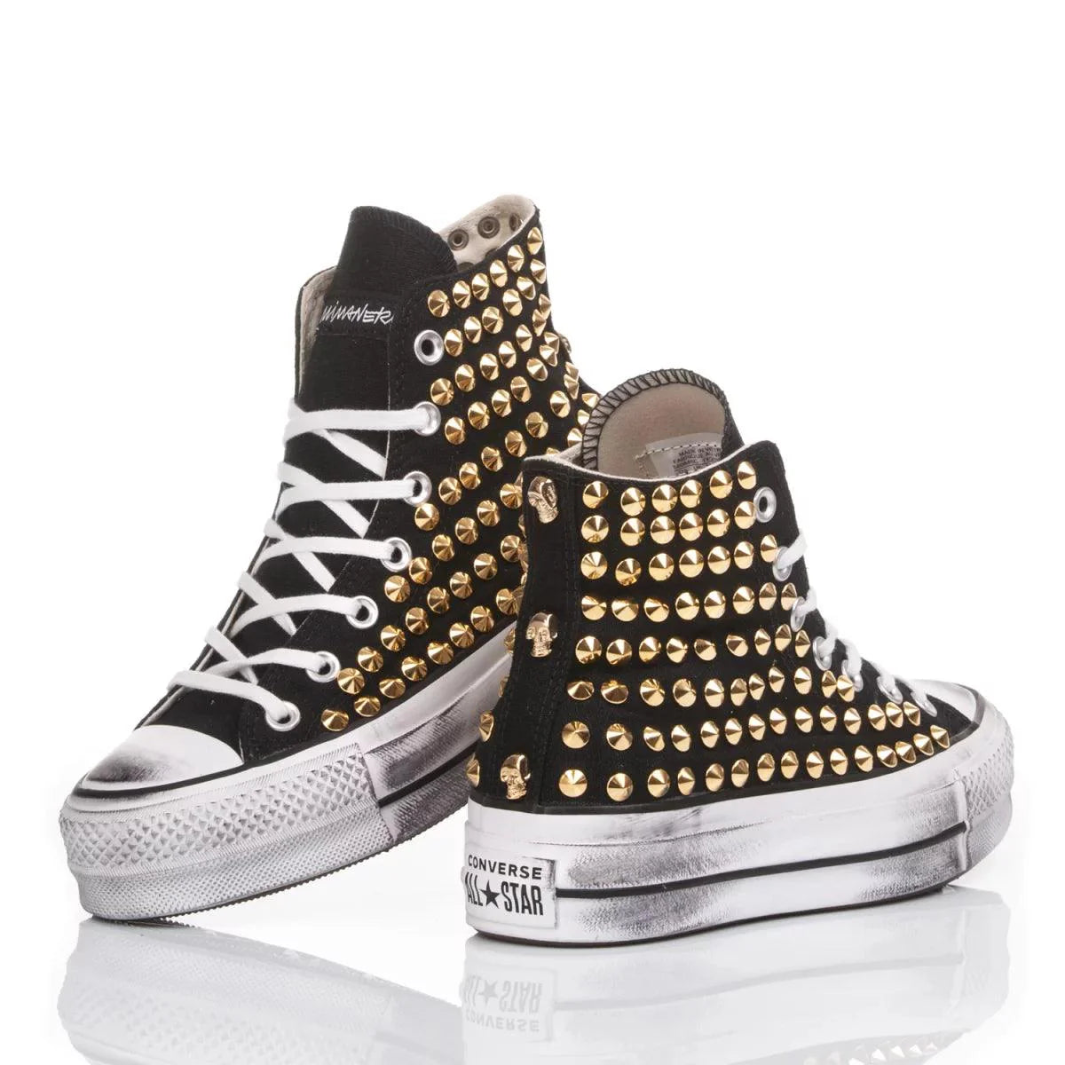 Black Gold Studded Platform Converse