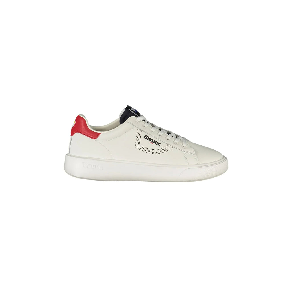 BLAUER Scarpe Sneakers Uomo Bianche con Dettagli a Contrasto