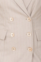 Elegant pinstripe double-breasted suit with lurex thread for special occasions
