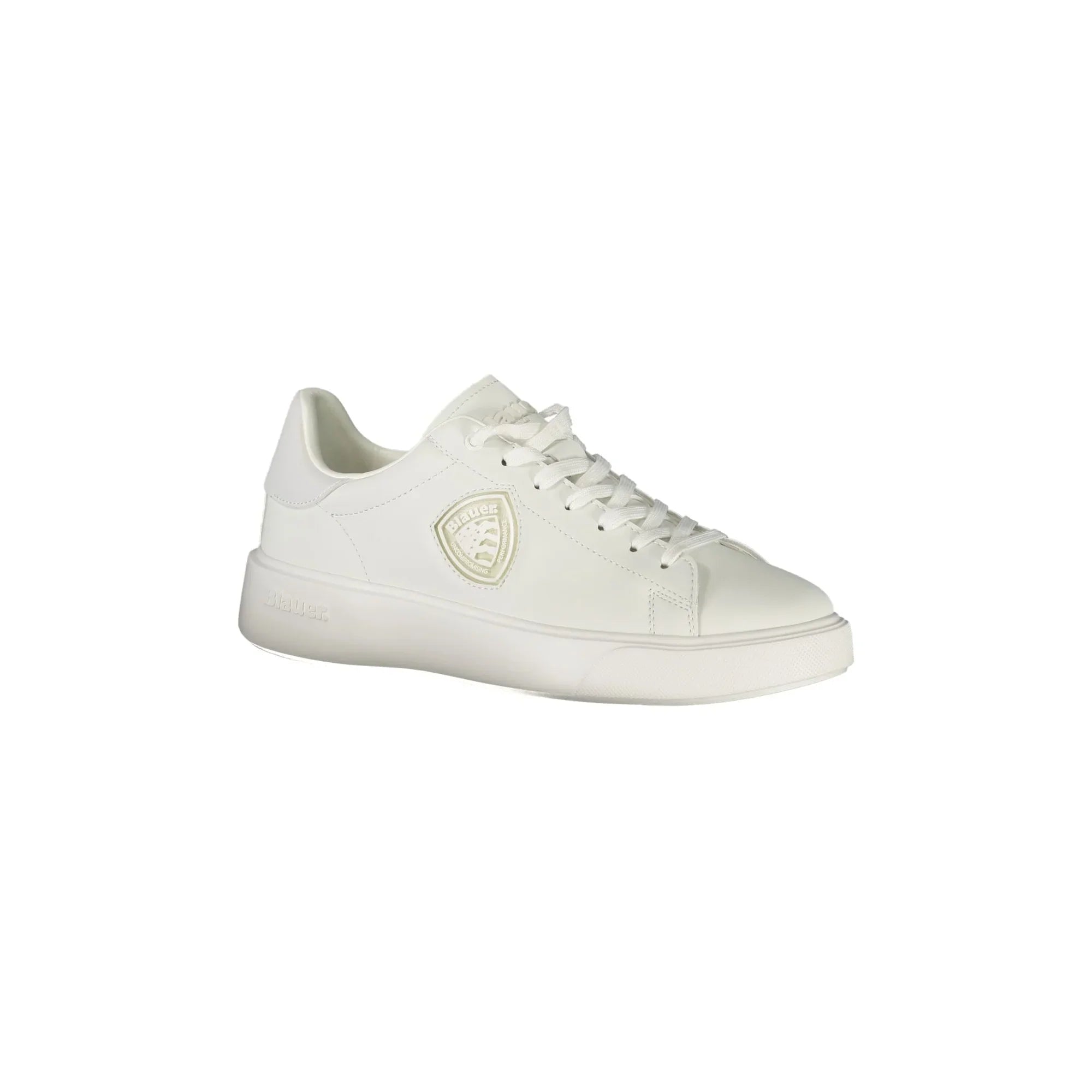 BLAUER Men's White Lace-up Sneakers with Contrast Details