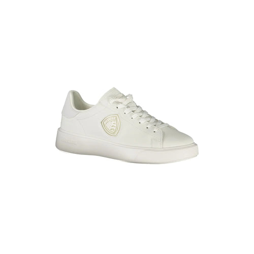 BLAUER Men's White Lace-up Sneakers with Contrast Details