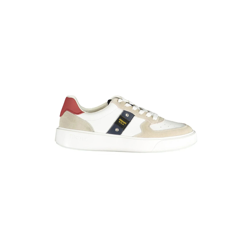 BLAUER Scarpe Sneakers Uomo Bianche con Dettagli a Contrasto e Plantare Removibile