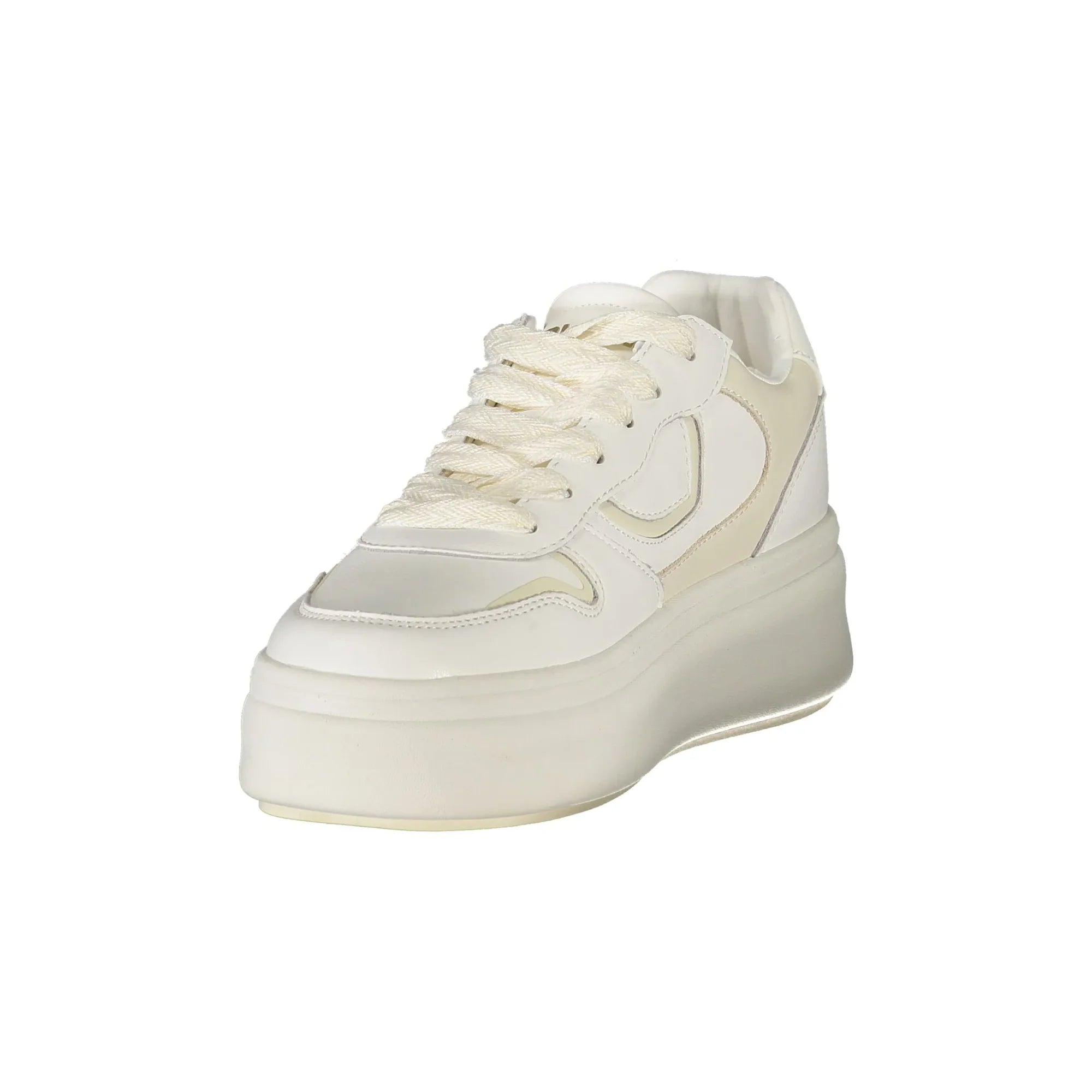 BLAUER Women's White Lace-Up Sneakers with Contrast Details
