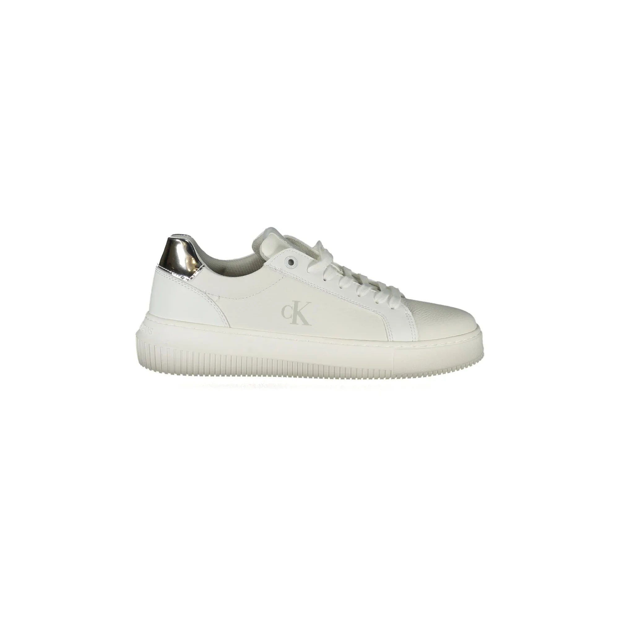 CALVIN KLEIN Women's White Sneakers with Silver Details