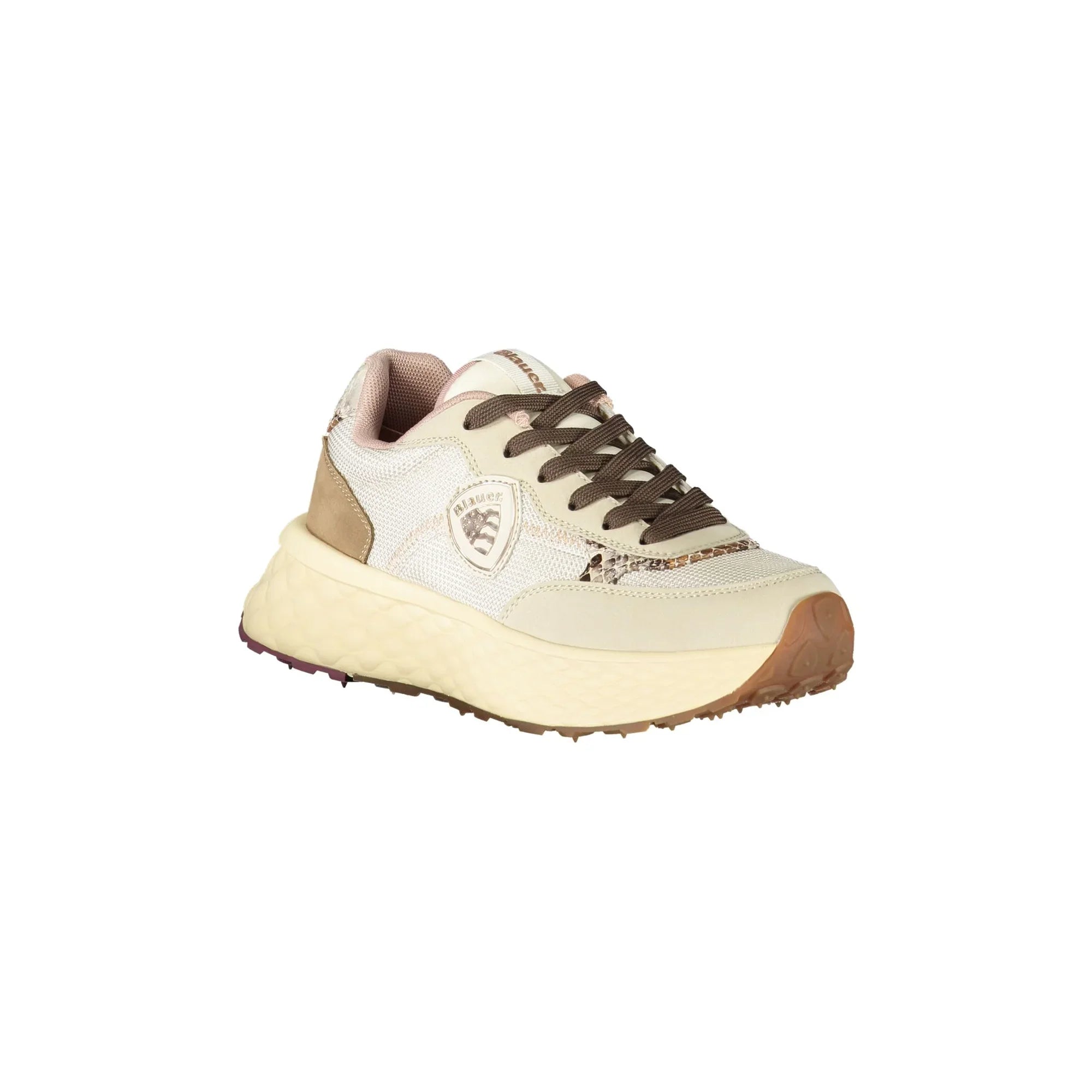 BLAUER Women's Beige Sneakers with Laces and Contrast Details