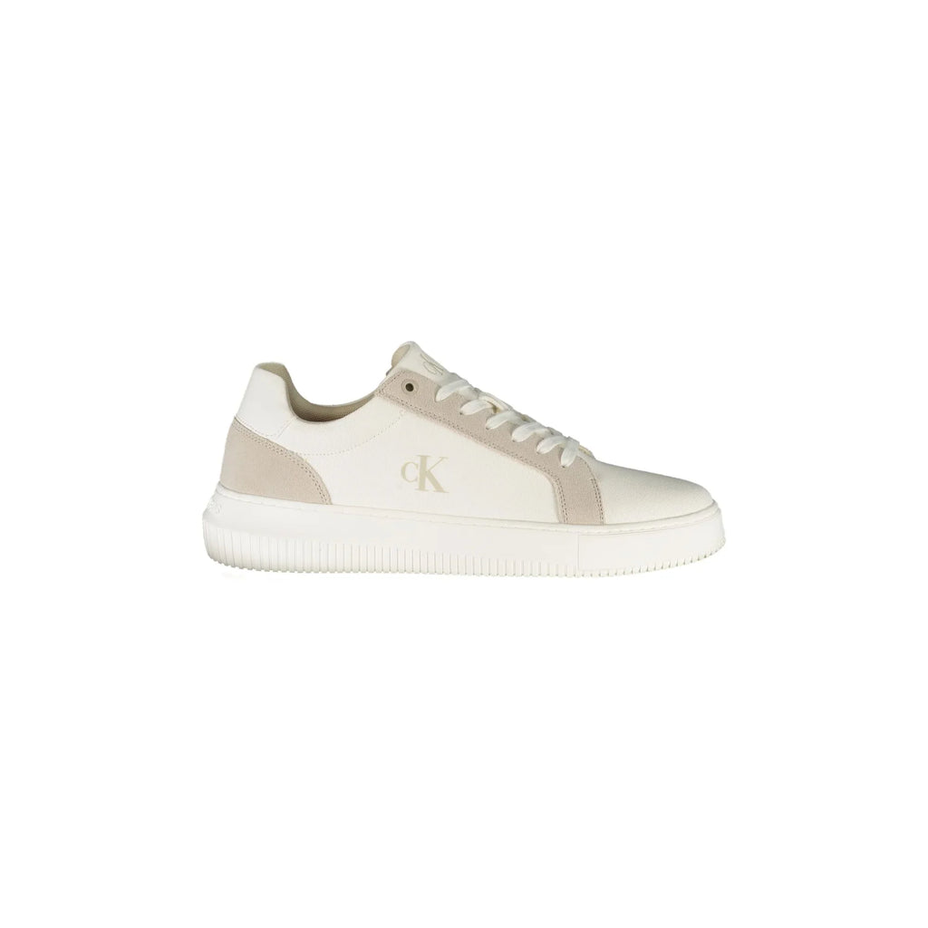 CALVIN KLEIN Scarpe Sneakers Uomo Bianche con Dettagli Grigi e Plantare Removibile