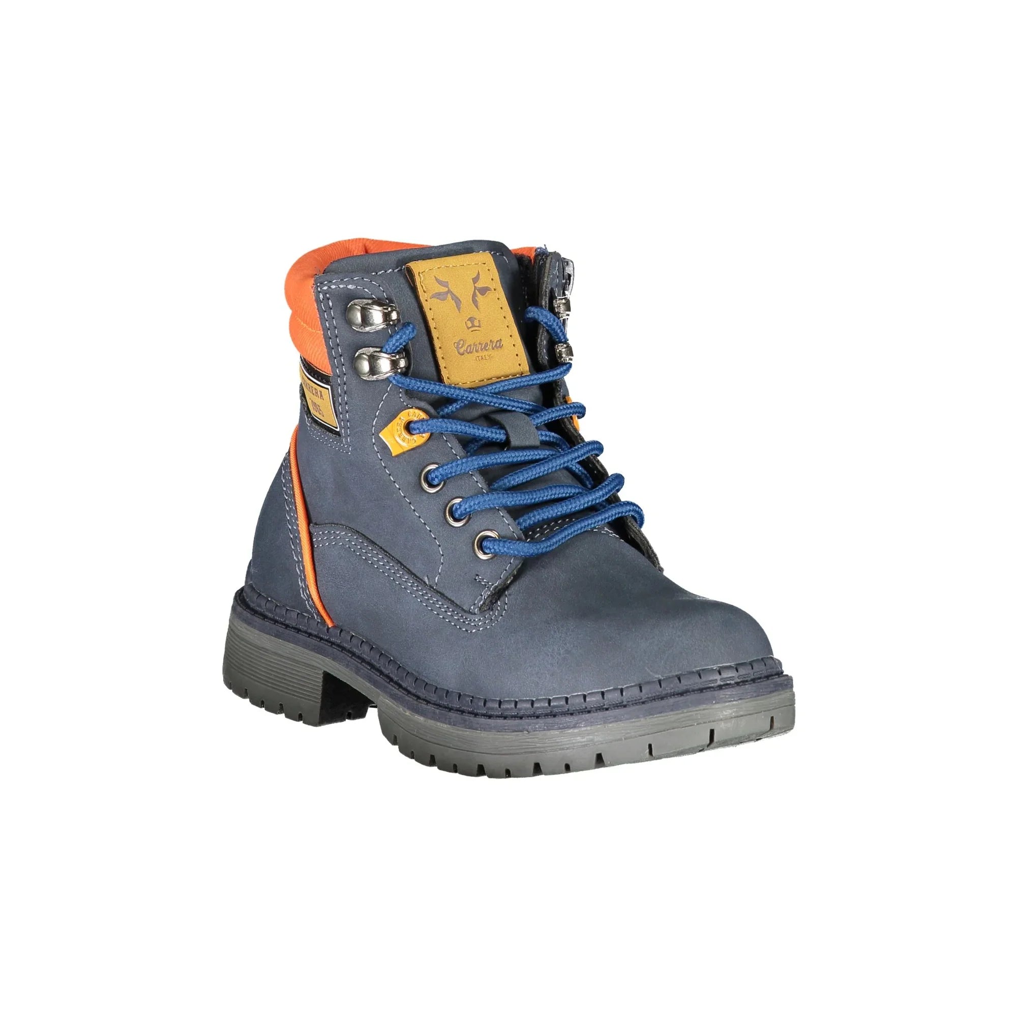 CARRERA Stivaletti Uomo Blu con Lacci, Zip Laterale e Dettagli a Contrasto