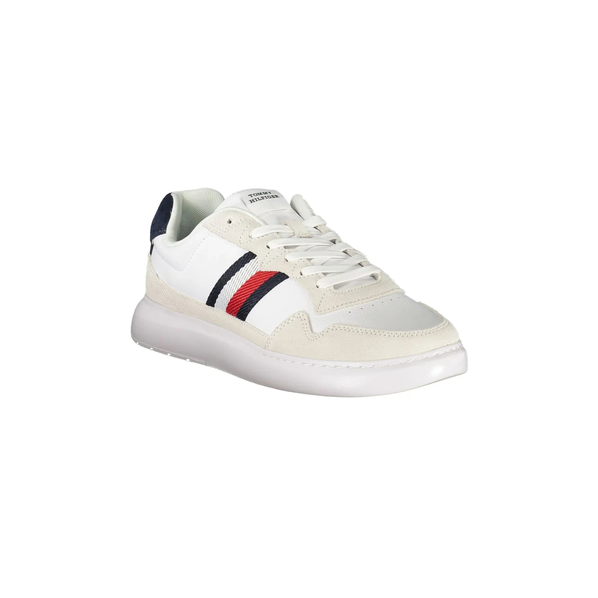 TOMMY HILFIGER Men's White Sport Shoe with Embroidery and Removable Footbed