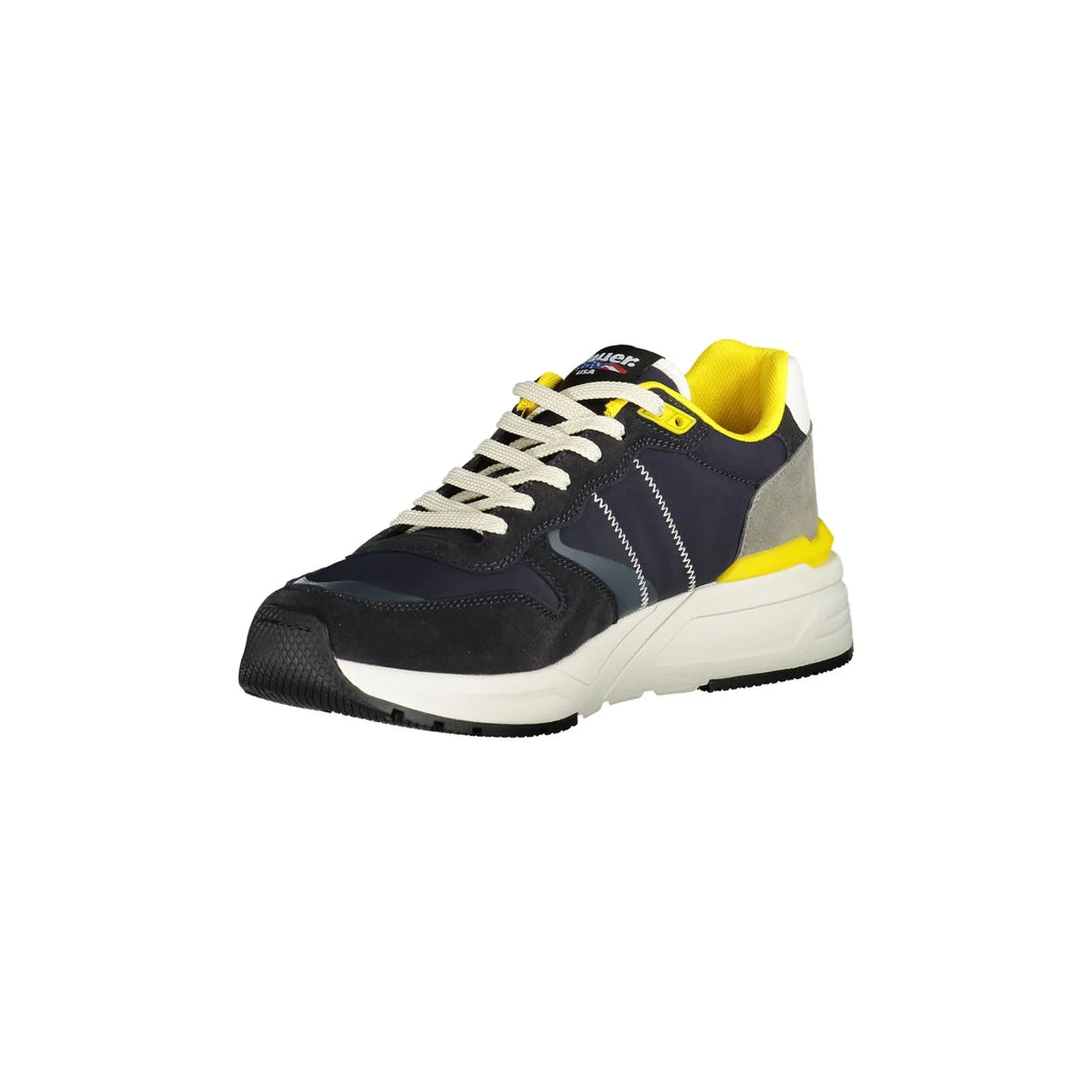 BLAUER Scarpe Sportive Uomo Blu con Dettagli Gialli e Lacci
